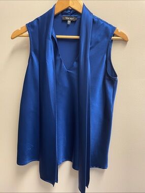 Nine West Sleeveless Satin Tie-Neck Camisole in Royal Blue